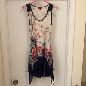 Dress by Derhy. Floral Sleeveless Dress with Navy Accents